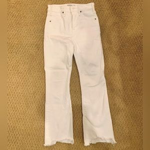 Abercrombie White High Rise Straight Jeans with Distressed Hem